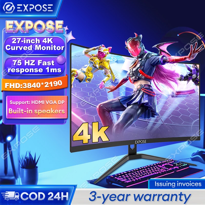 Expose-Monitor Gaming pc Monitor 24 inch Monitor Second 75HZ IPS178 HDMI+VGA PS3/PS4 Garansi 3 tahun