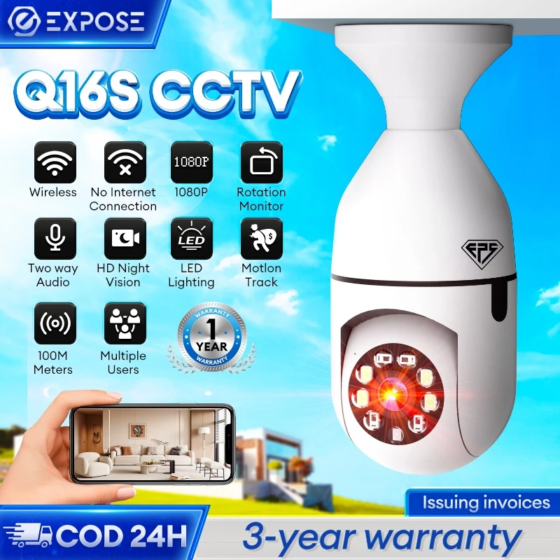 WIFI CCTV Wireless Outdoor Night Vision CCTV Camera IP66 Waterproof Bulb 1080p