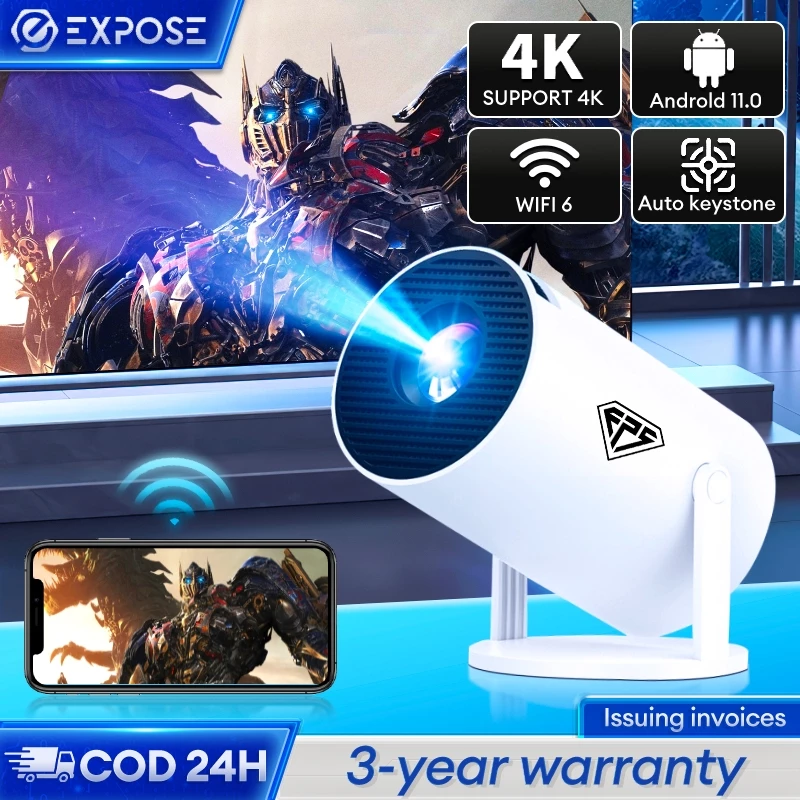 Projector 4K Android 12.0 LCD 4K Projector 1080P Double WIFI With bluetooth with Netflix/YouTube