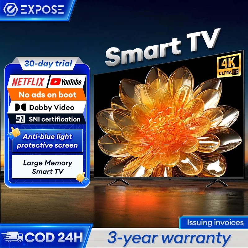 TV Android Smart TV 32 Inch Android TV 43 Inch with Tsunami Warning 4K LCD 4+64GB Netflix/YouTube
