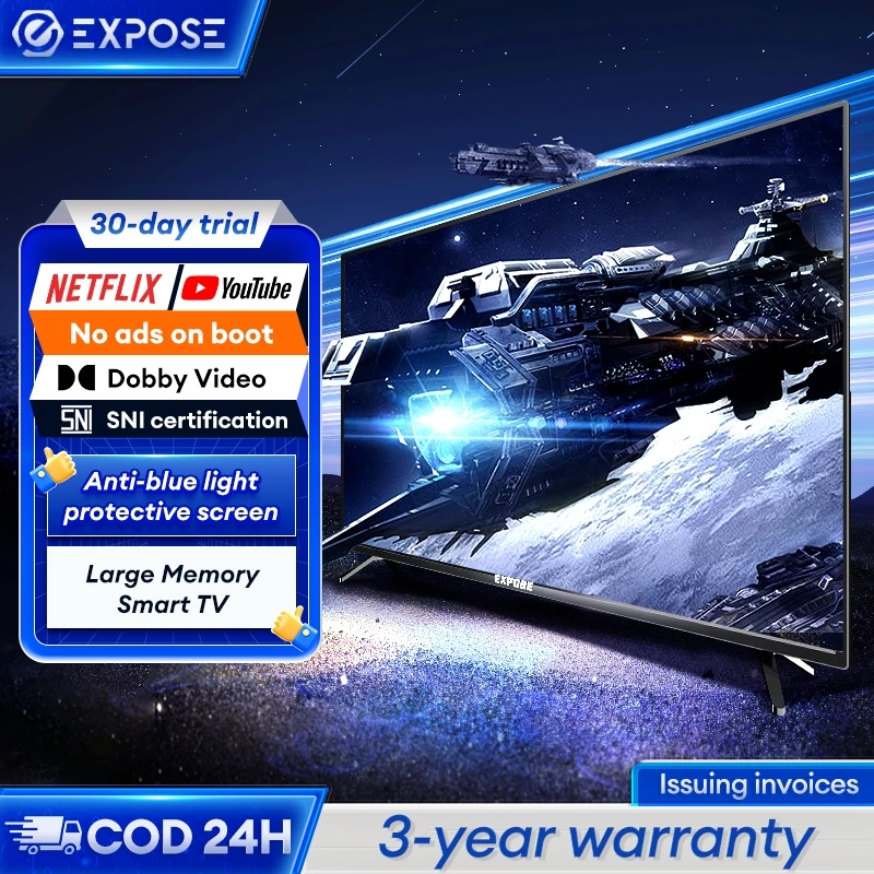 TV Android 43 inch Smart TV 43 inch 4K Android 12.0 OS HDMI/USB/WiFi Netflix/YouTube Garansi 3 tahun