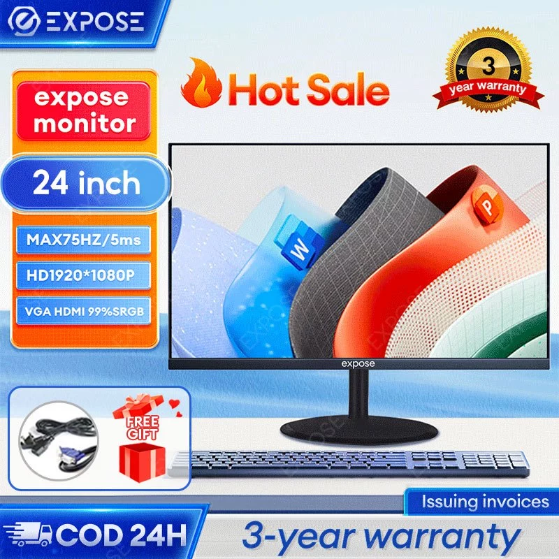 Monitor 19 Inch Monitor 24 Inch LED Monitor Pc Game Profesional VGA HDMI Panel IPS Monitor Rumah
